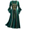 ACSUSS Women Renaissance Velvet Dress Victorian Medieval Long Dress Retro Gown Halloween Cosplay Costume Green Small view 2