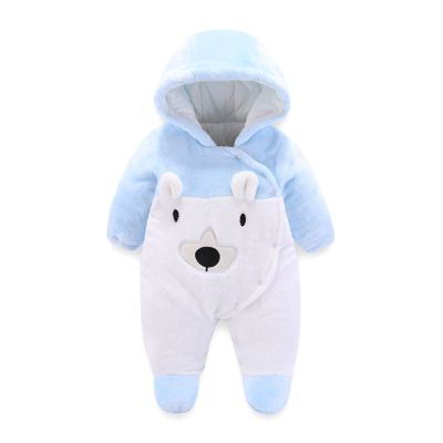 Baby Boys' Snow Wear Clothes Winter Coats Cute Newborn Infant Jumpsuit Snowsuit Bodysuits (Light Blue, 0-3 Months)