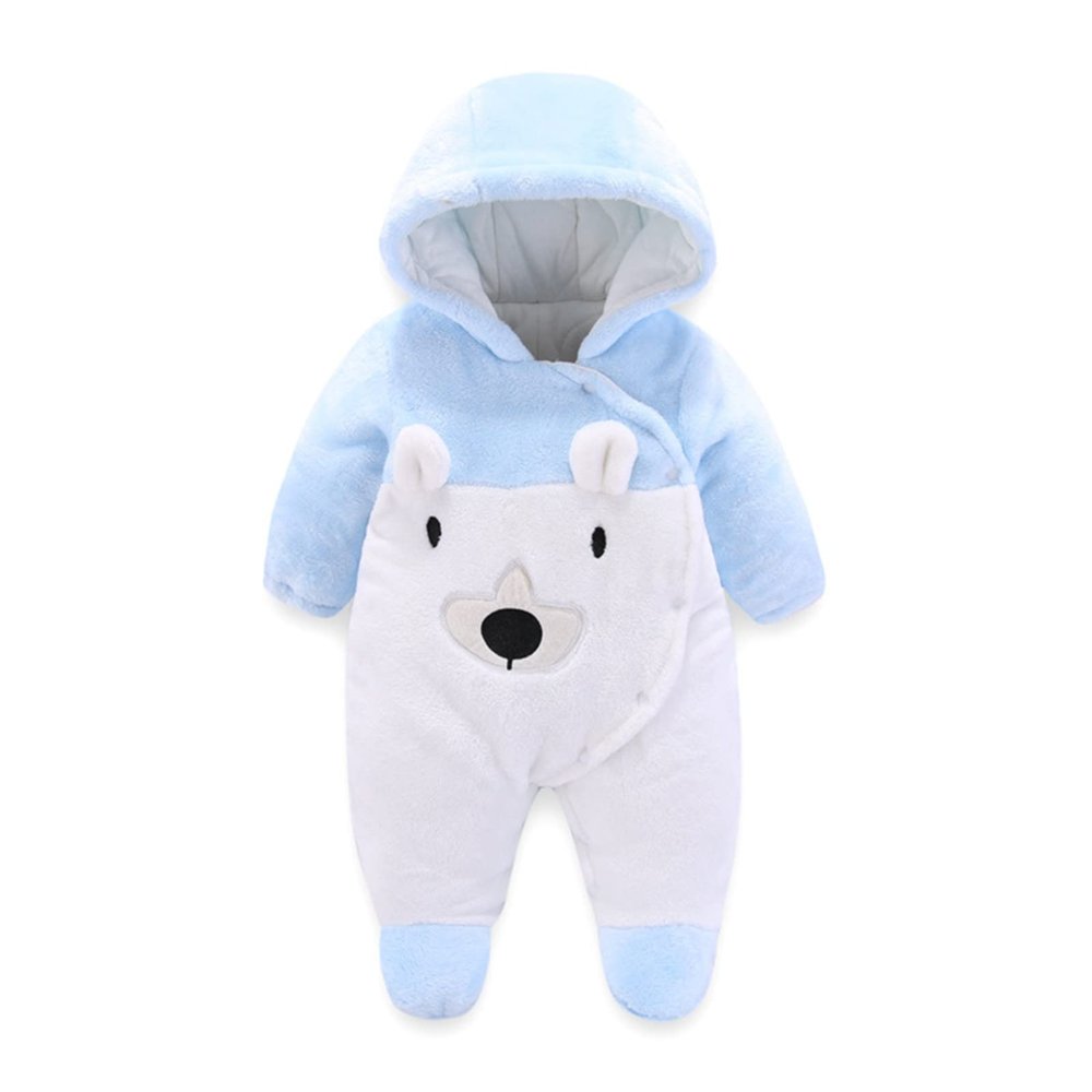Baby Boys' Snow Wear Clothes Winter Coats Cute Newborn Infant Jumpsuit Snowsuit Bodysuits (Light Blue, 0-3 Months)