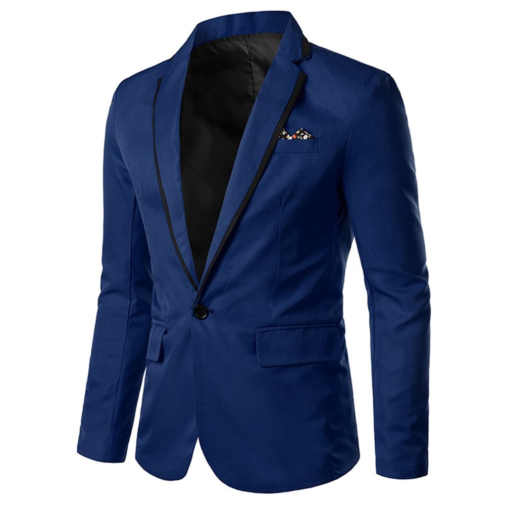 Men's Slim Fit Lightweight Suit Jacket One Button Lapel Slim Fit Business Blazer Casual Wedding Party Sport Coat (Blue,Medium)