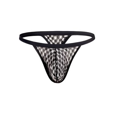 JEsilunmaMY Men's Low Waist G-String See Through Bulge Pouch Thongs Sexy Panties Breathable T-Back Bikini Underwear Swimwear (Black,XX-Large)