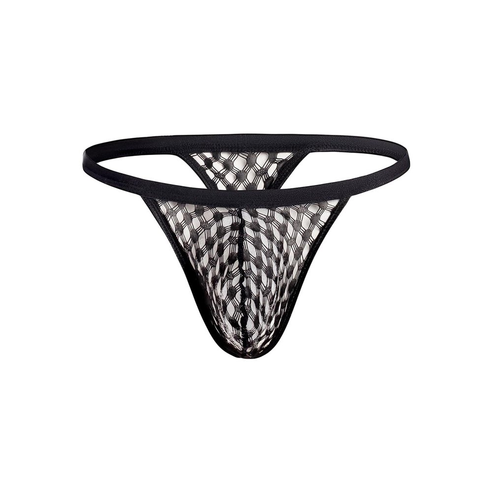 JEsilunmaMY Men's Low Waist G-String See Through Bulge Pouch Thongs Sexy Panties Breathable T-Back Bikini Underwear Swimwear (Black,XX-Large)