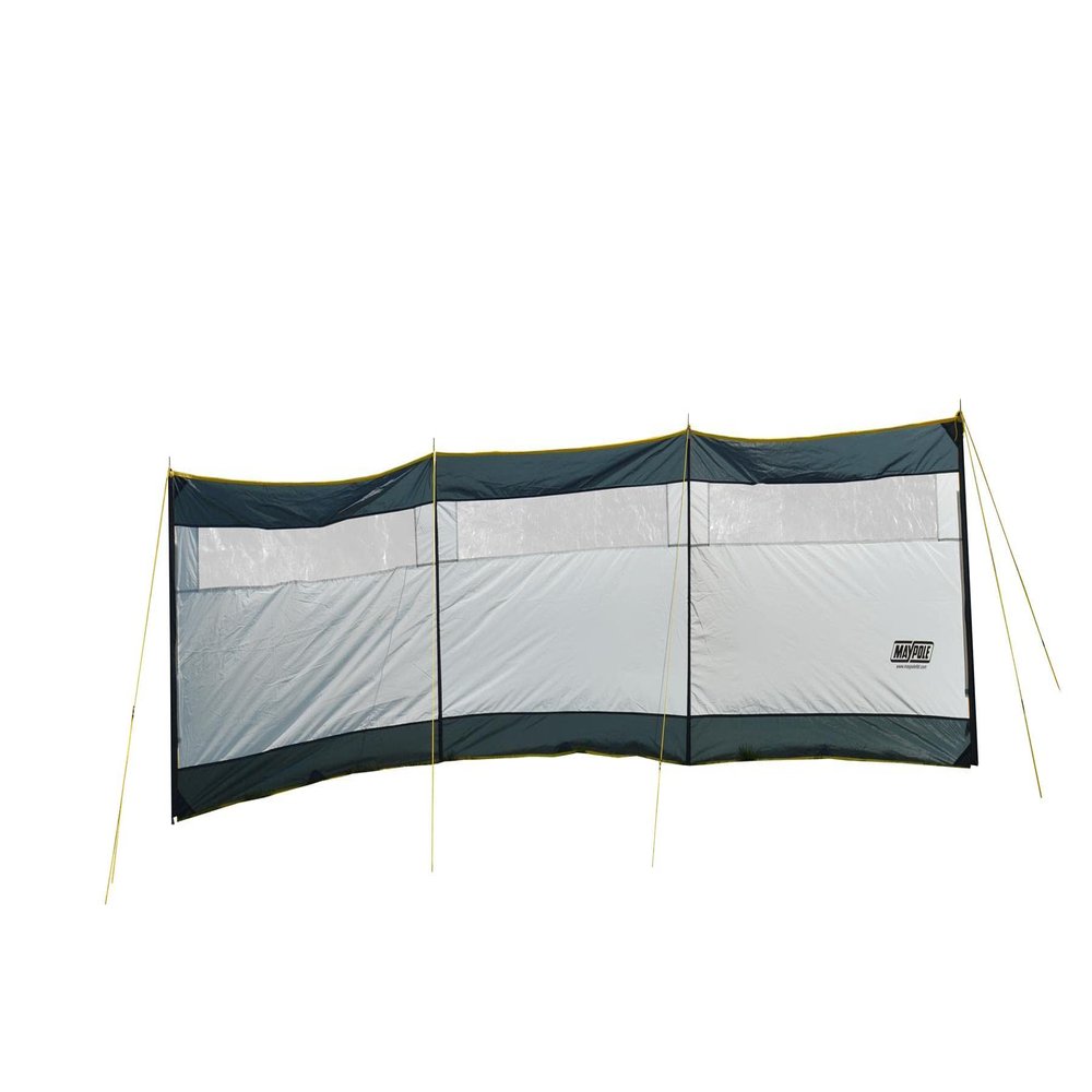 AB Tools 3 Panel Steel Pole Windbreak Shelter 1.4m by 5m Grey Window Screen Folding