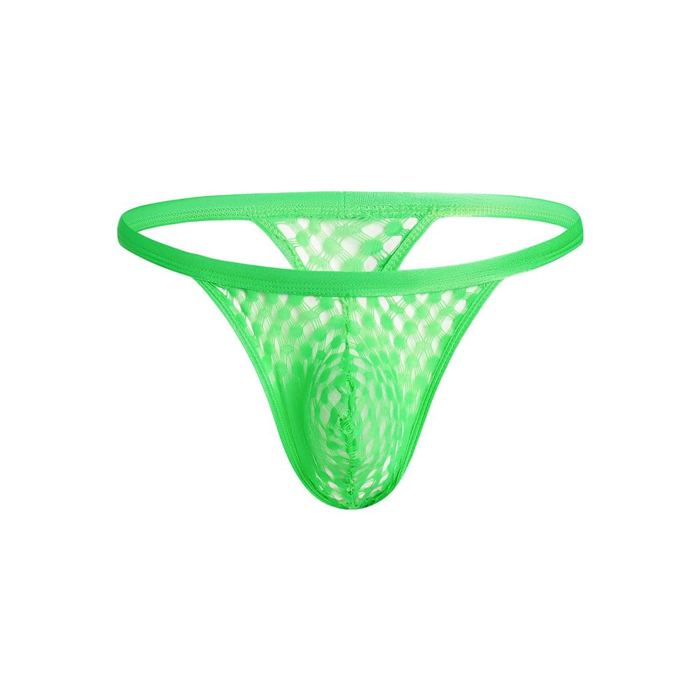 JEsilunmaMY See Through Underwear for Men Low Rise Mesh Sheer Bulge Pouch Panties Transparent Breathable G-String Underpants (Green,Medium)