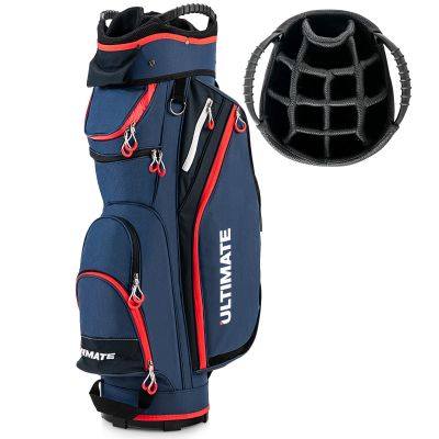 Tangkula 11" Golf Cart Bag, Lightweight Golf Cart Bag with 14 Way Dividers Top Organizer, 8 Pockets, Rain Hood, Shoulder Strap, Beverage Cooler Bag, Golf Clubs Cart Bag for Men & Women