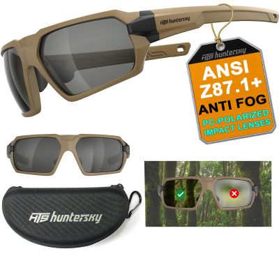 HTS HUNTERSKY Q37 anti fog polarized Tactical hunting Shooting sunglasses Military Grade Ballistic Impact Protection eye pro, Golf Motorcycle riding running driving Range outdoors