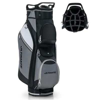 Tangkula Golf Cart Bag, Lightweight Golf Club Bag with 14-Way Dividers Top & Cooler Bag, Waterproof Valuable Pocket, Rain Hood, Carry Handles and Shoulder Strap, Golf Club Cart Bag for Men & Women