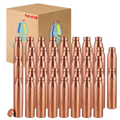 NORMAN JR, Hammered Copper Water Bottle 1L Extra Large - an Ayurvedic Pure Premium Copper Vessel- Drink More Water, Lower Sugar Intake and Enjoy The Health Benefits Immediately - Gift Pack of 48