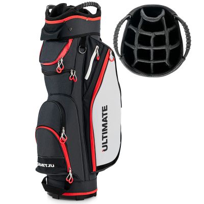 Tangkula 11" Golf Cart Bag, Lightweight Golf Cart Bag with 14 Way Dividers Top Organizer, 8 Pockets, Rain Hood, Shoulder Strap, Beverage Cooler Bag, Golf Clubs Cart Bag for Men & Women