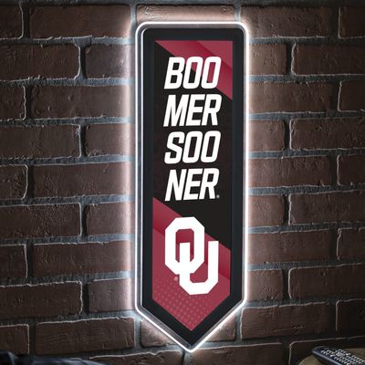 Team Sports America Evergreen NCAA University of Oklahoma | Ultra-Thin LED Light Wall Sign Decor | Large Pennant Banner | 9 x 23 Inches | Made in the USA