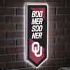 Team Sports America Evergreen NCAA University of Oklahoma | Ultra-Thin LED Light Wall Sign Decor | Large Pennant Banner | 9 x 23 Inches | Made in the USA view 1