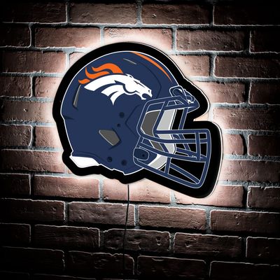 Team Sports America Evergreen NFL Denver Broncos Ultra-Thin LED Light Wall Sign Decor | Full Size Replica Helmet | 19.5 x 15 Inches | Made in the USA