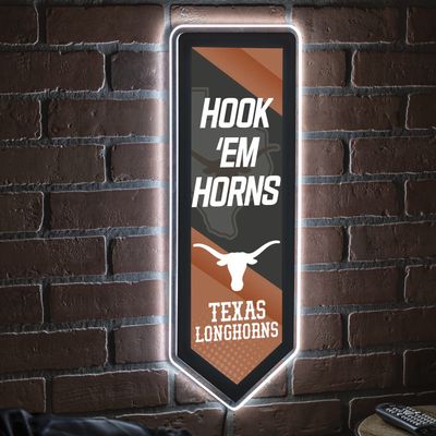 Team Sports America Evergreen NCAA University of Texas | Ultra-Thin LED Light Wall Sign Decor | Large Pennant Banner | 9 x 23 Inches | Made in the USA