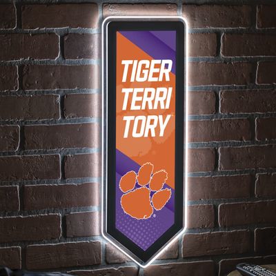 Team Sports America Evergreen NCAA Clemson University | Ultra-Thin LED Light Wall Sign Decor | Large Pennant Banner | 9 x 23 Inches | Made in the USA