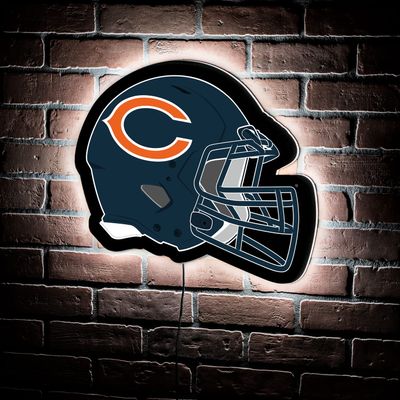 Team Sports America Evergreen NFL Chicago Bears Ultra-Thin LED Light Wall Sign Decor | Full Size Replica Helmet | 19.5 x 15 Inches | Made in the USA