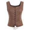 ODIZLI Women Pirate Renaissance Vest Cosplay Costume Peasant Bodice Renaissance Festival Costumes Medieval Tunic Medieval Shirt Pirate Shirt Cowgirl Women Knight Dress Up C#Brown WOMEN M view 1