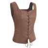 ODIZLI Women Pirate Renaissance Vest Cosplay Costume Peasant Bodice Renaissance Festival Costumes Medieval Tunic Medieval Shirt Pirate Shirt Cowgirl Women Knight Dress Up C#Brown WOMEN M view 2