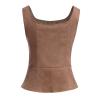 ODIZLI Women Pirate Renaissance Vest Cosplay Costume Peasant Bodice Renaissance Festival Costumes Medieval Tunic Medieval Shirt Pirate Shirt Cowgirl Women Knight Dress Up C#Brown WOMEN M view 3