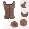 ODIZLI Women Pirate Renaissance Vest Cosplay Costume Peasant Bodice Renaissance Festival Costumes Medieval Tunic Medieval Shirt Pirate Shirt Cowgirl Women Knight Dress Up C#Brown WOMEN M view 4