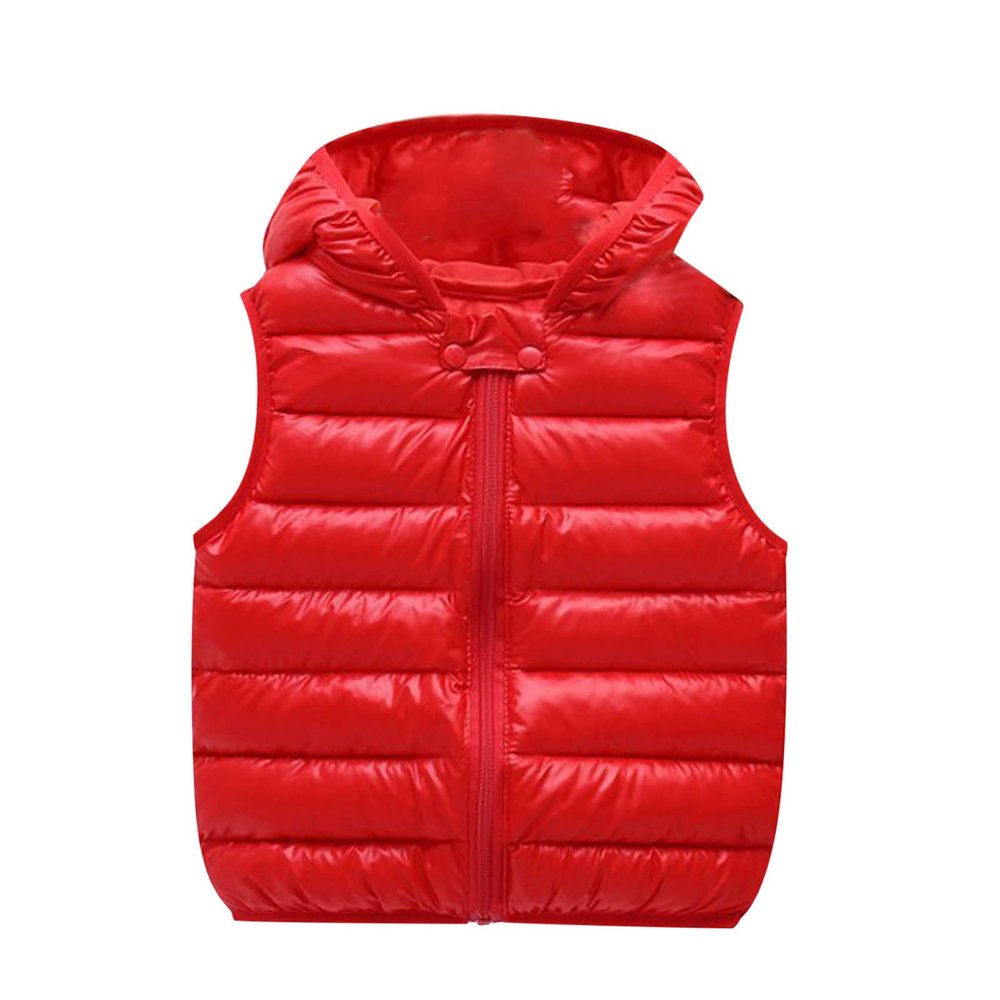 Children Kids Toddler Infant Baby Boys Girls Sleeveless Winter Solid Coats Ears Hooded Boys Jacket (Red, 2-3 Years)