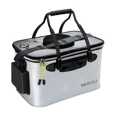 WHCDSTGJ Transparent Lid Fishing Bucket, Portable Foldable Fishing Bucket, Bait Bucket, Fish Bucket, Live Bait Storage. (8 gallons)