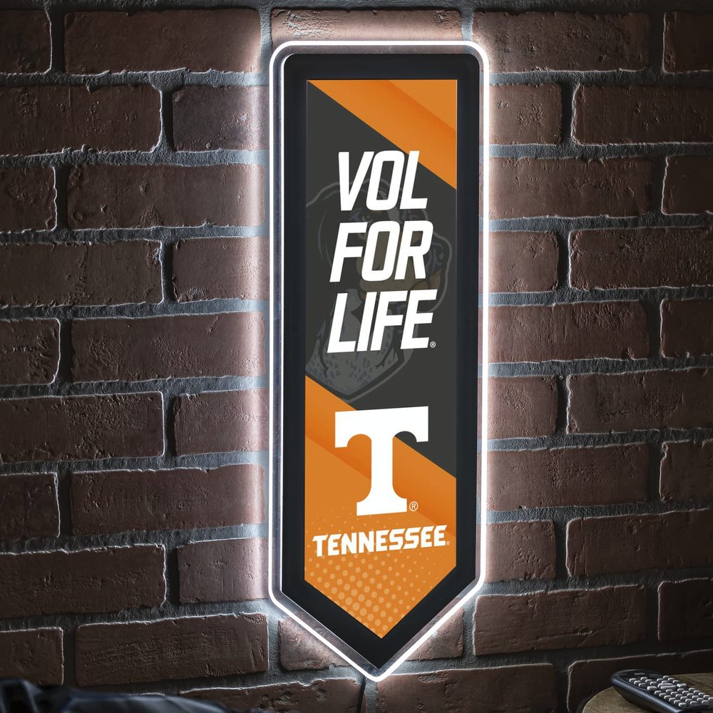 Team Sports America Evergreen NCAA University of Tennessee | Ultra-Thin LED Light Wall Sign Decor | Large Pennant Banner | 9 x 23 Inches | Made in the USA