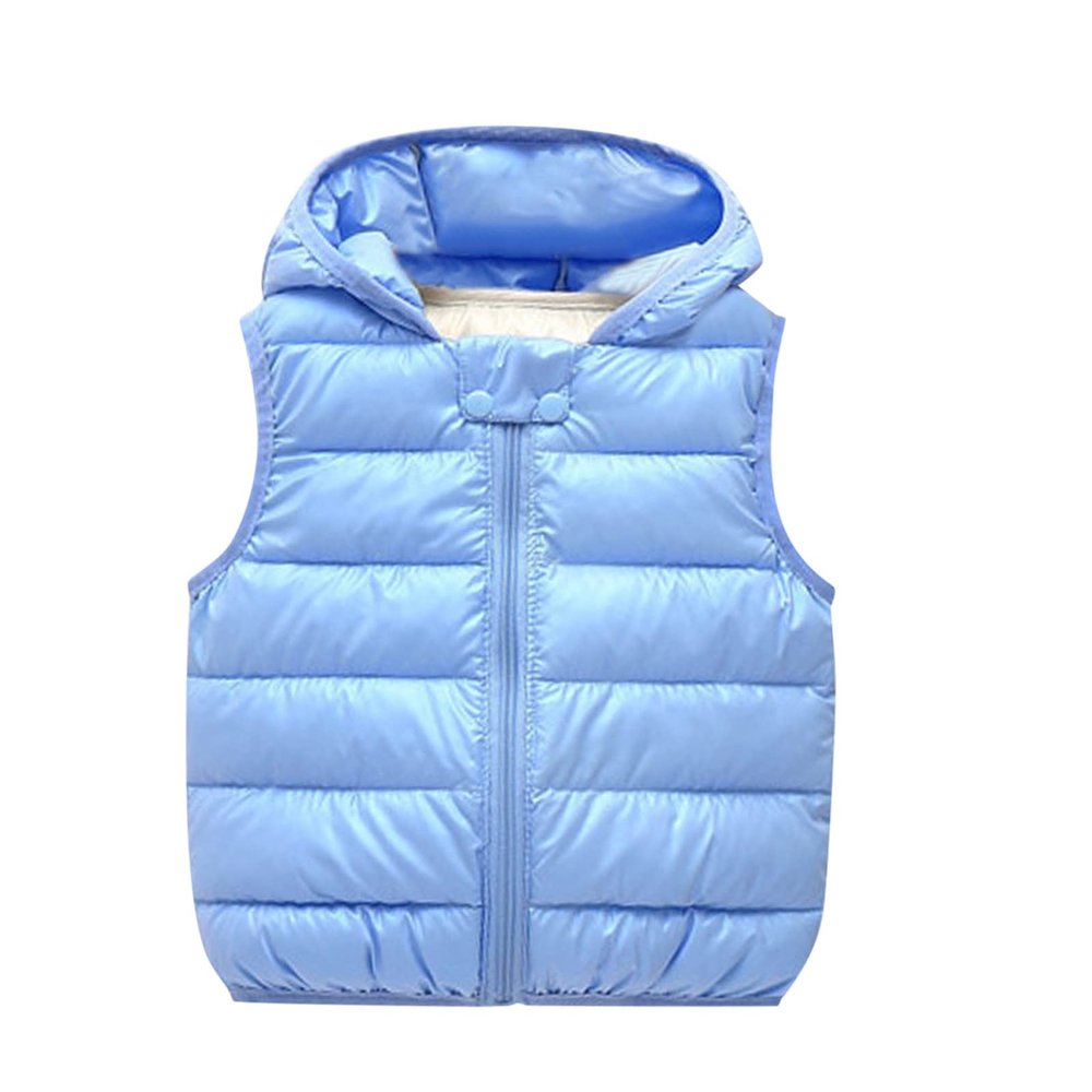 Children Kids Toddler Infant Baby Boys Girls Sleeveless Winter Solid Coats Ears Hooded Boys (Light Blue, 2-3 Years)