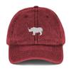 Rhino hat, Rhinoceros hat, Rhino Hats for Men, for Women, Embroidered Vintage Cotton Twill Cap, Rhino Gifts. Maroon view 1