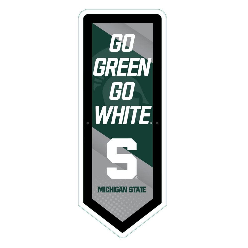 Team Sports America Evergreen NCAA Michigan State University | Ultra-Thin LED Light Wall Sign Decor | Large Pennant Banner | 9 x 23 Inches | Made in the USA