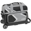 BSI Dash Double Roller Bowling Bag with Smooth Rolling Wheels, Padded Ball Compartment, Retractable Locking Handle, & Shoe Pocket, Black/Gray/White view 1