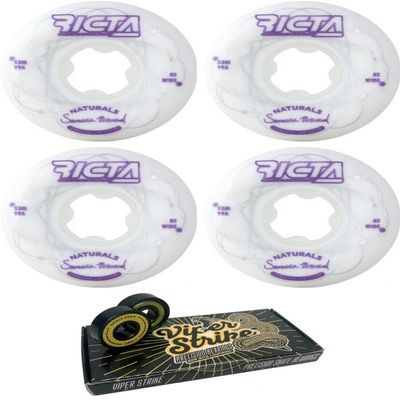 53mm Ricta Wheels Samarria Brevard Orbital White / Gold Skateboard Wheels - 99a with Viper Strike 8mm Precision ABEC 7 Skateboard Bearings - Bundle of 2 items