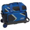BSI Dash Double Roller Bowling Bag with Smooth Rolling Wheels, Padded Ball Compartment, Retractable Locking Handle, & Shoe Pocket, Black/Blue/Gray view 1