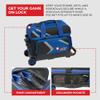 BSI Dash Double Roller Bowling Bag with Smooth Rolling Wheels, Padded Ball Compartment, Retractable Locking Handle, & Shoe Pocket, Black/Blue/Gray view 3