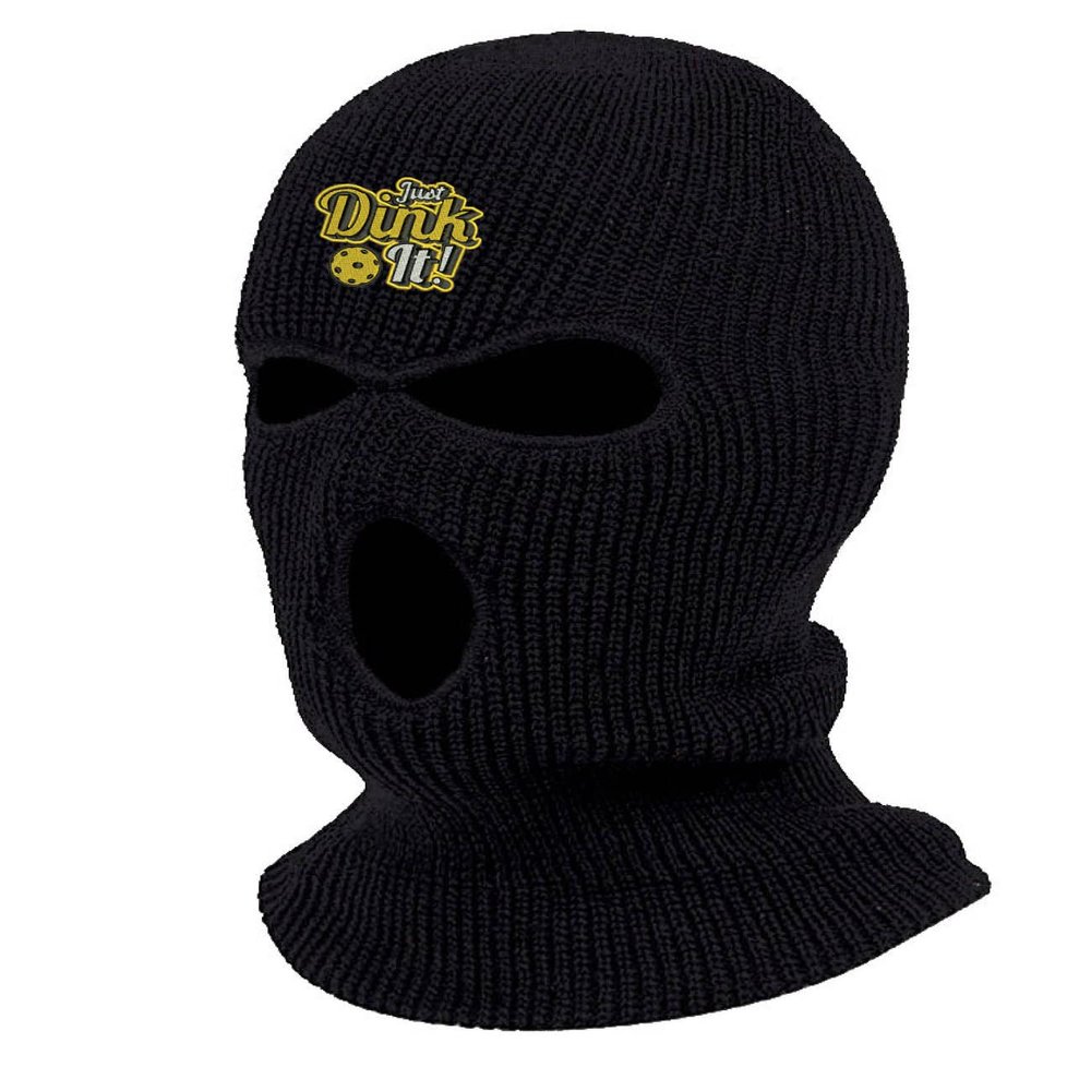 Just Dunk It Ski Mask Embroidered Basketball Three Hole Mask Graphic Balaclava (Black)