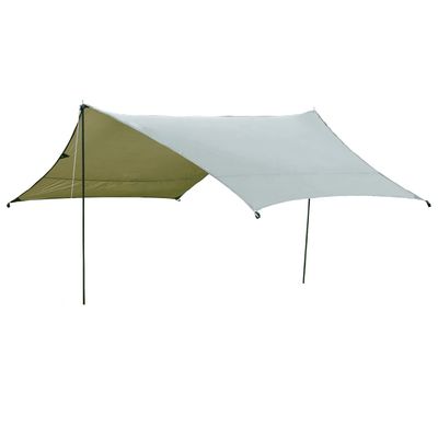 BUNDOK BDK-21O Mini Hexagon Tarp, Khaki, Approx. 16.9 x 138.4 inches (430 x 350 cm), Includes 2 Poles