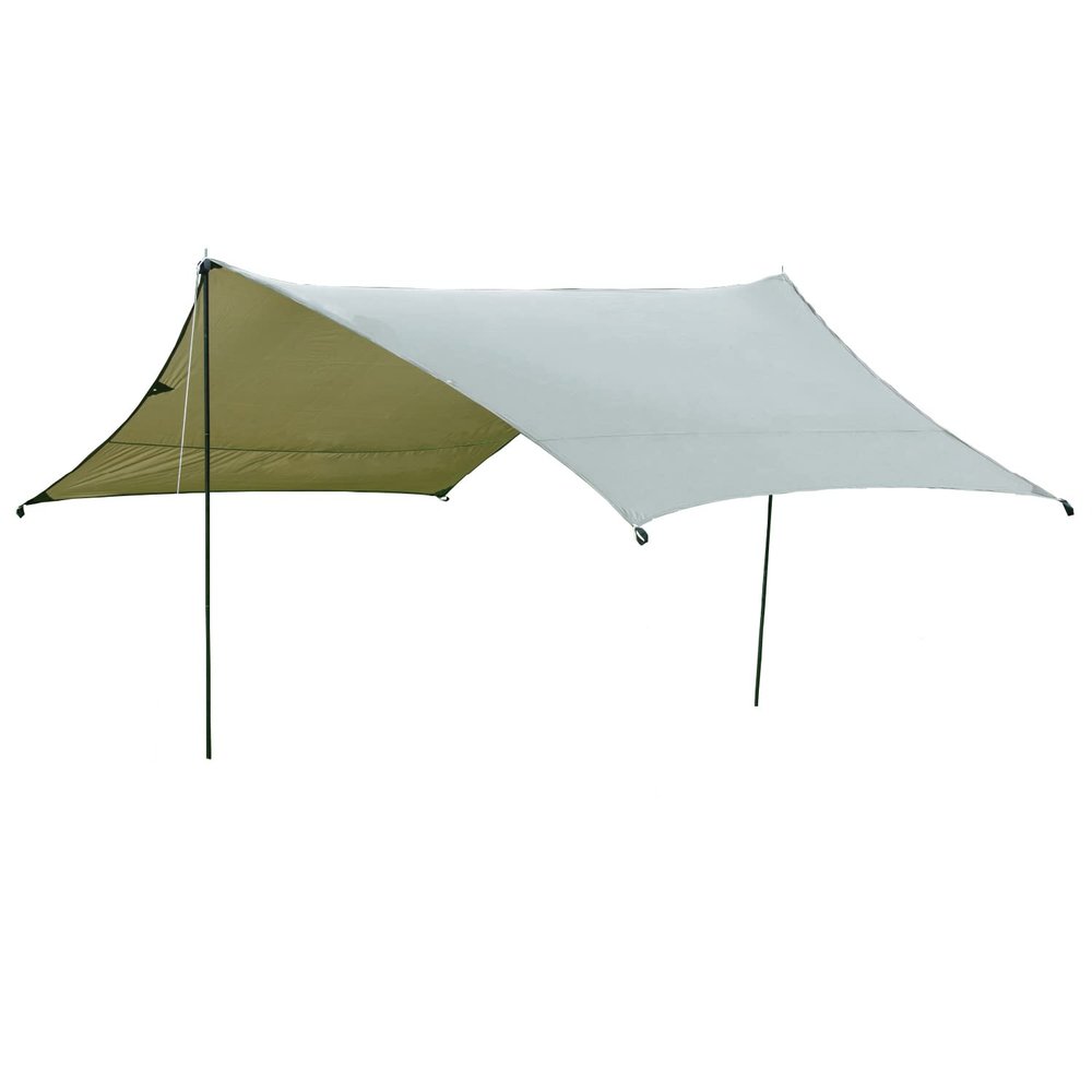 BUNDOK BDK-21O Mini Hexagon Tarp, Khaki, Approx. 16.9 x 138.4 inches (430 x 350 cm), Includes 2 Poles