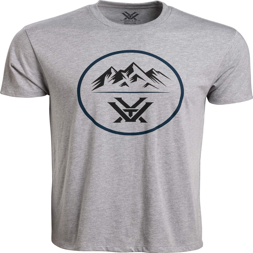 Vortex Men's Three Peaks Short Sleeve Shirts (US, Alpha, Small, Regular, Regular, Grey Heather)