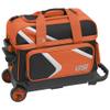 BSI Dash Double Roller Bowling Bag with Smooth Rolling Wheels, Padded Ball Compartment, Retractable Locking Handle, & Shoe Pocket, Black/Orange/White view 1