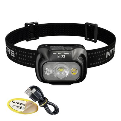 Nitecore NU33 700 Lumen Camping Headlamp, USB-C Rechargeable, Lightweight with White, Red, and Reading LEDs Sticker