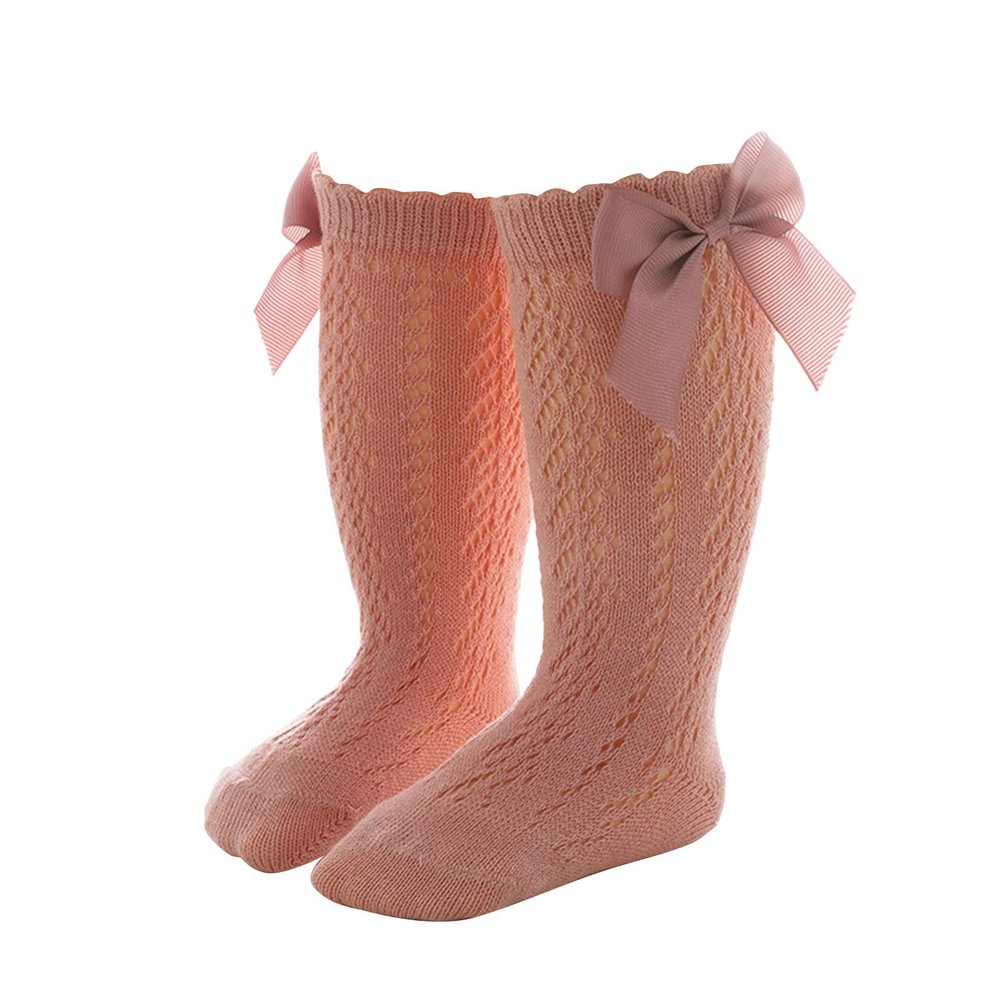 Baby Infants Toddlers Girls Knee High Socks 1 Pack Bow Long Stockings Ruffled Socks Athletic Socks (Pink, 1-3 Years)