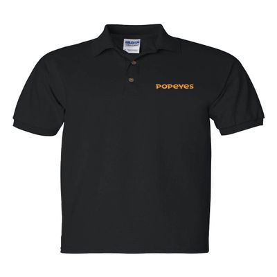 ALLNTRENDS Popeyes Men's Polo T Shirt Embroidered Food Shirt (L, Black)