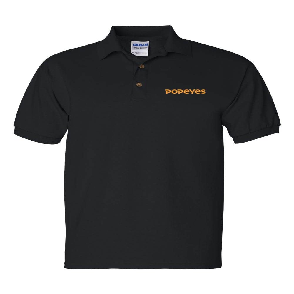 ALLNTRENDS Popeyes Men's Polo T Shirt Embroidered Food Shirt (L, Black)