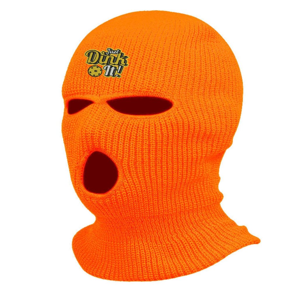 Just Dunk It Ski Mask Embroidered Basketball Three Hole Mask Graphic Balaclava (Orange)