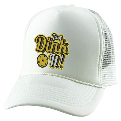 ALLNTRENDS Just Dunk It Embroidered Trucker Hat Basketball Embroidery Adjustable Cap (White)