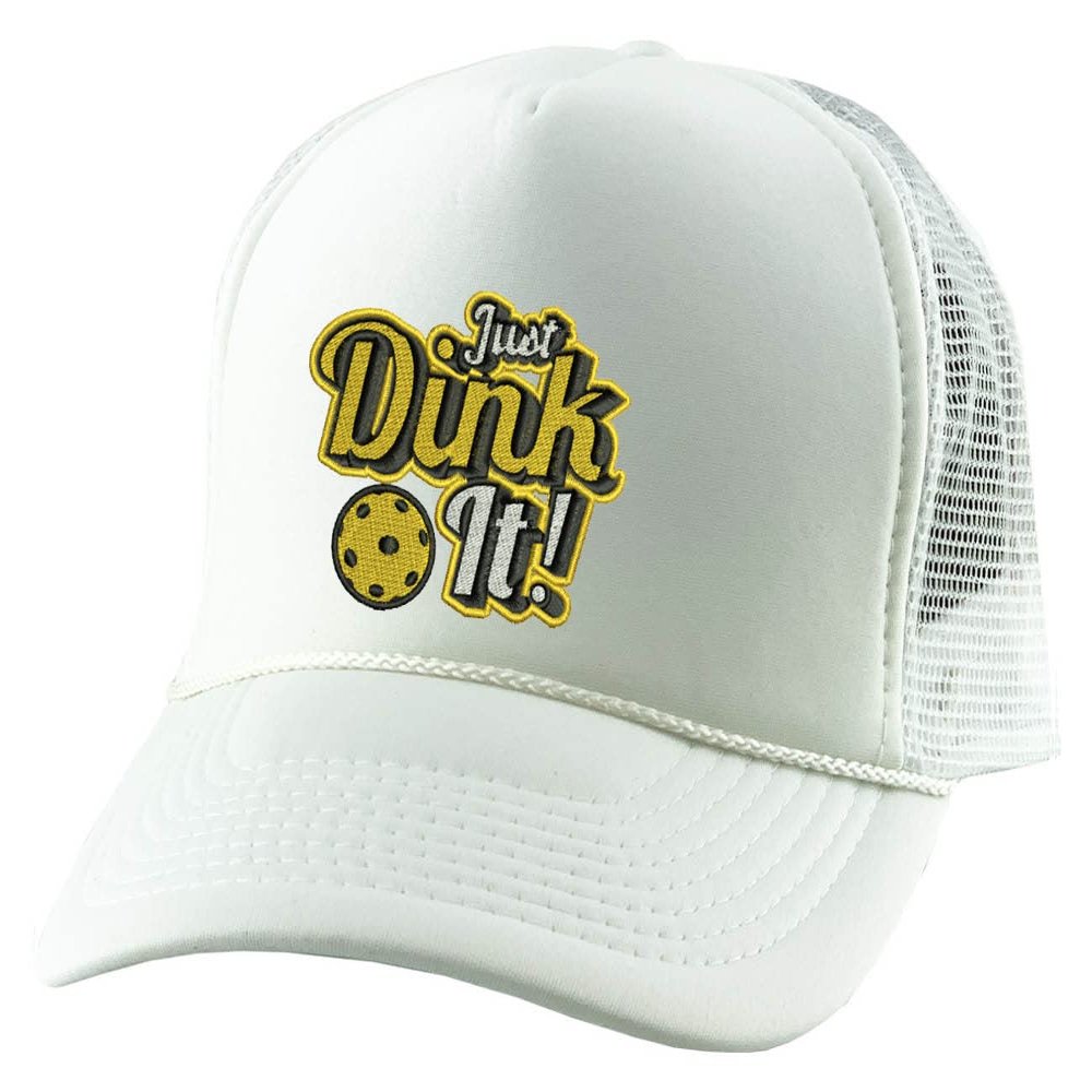ALLNTRENDS Just Dunk It Embroidered Trucker Hat Basketball Embroidery Adjustable Cap (White)