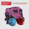 BSI Dash Double Roller Bowling Bag with Smooth Rolling Wheels, Padded Ball Compartment, Retractable Locking Handle, & Shoe Pocket, Black/Pink/Gray view 2
