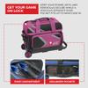 BSI Dash Double Roller Bowling Bag with Smooth Rolling Wheels, Padded Ball Compartment, Retractable Locking Handle, & Shoe Pocket, Black/Pink/Gray view 3