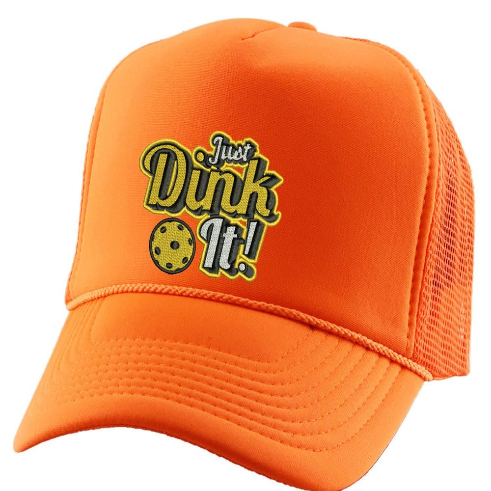 ALLNTRENDS Just Dunk It Embroidered Trucker Hat Basketball Embroidery Adjustable Cap (Neon Orange)