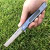Pocket Folding Knife w/Titanium Handle for EDC, D2 Steel Tanto Blade (Tatsu Standard Blue) view 2