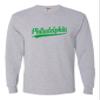 Go All Out Small Athletic Heather Mens City of Philadelphia Pennsylvania Fashion Script Long Sleeve T-Shirt view 2